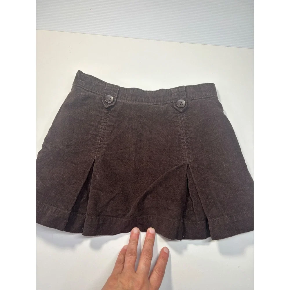 Gap Kids Girls Brown Corduroy Pleated Mini Skirt Size 8 Regular 2008 y2k